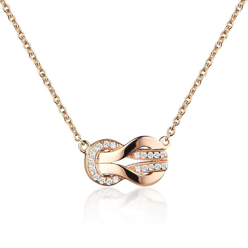 Ceinture unisexe infinie à double couche plaquée avec collier à boucle en fer à cheval en or pendentif chaîne de clavicule en argent pour femme_voghion.com