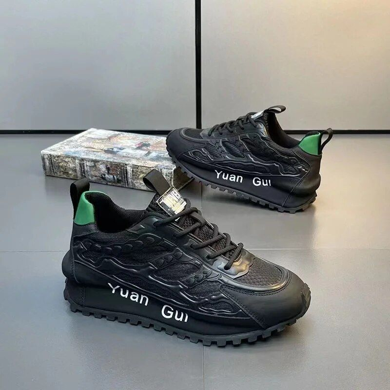 Designer klobige Turnschuhe Männer Laufschuhe Mode lässig atmungsaktives Ledernetz erhöht interne dicke Plateaus chuhe_voghion.com