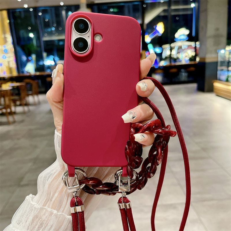 Luxury Lanyard Rope Strap Crossbody Case For IPhone 16 14 12 11 13 15 Pro Mini X XS XR Max Plus Acrylic Chain Silicone Cover_voghion.com