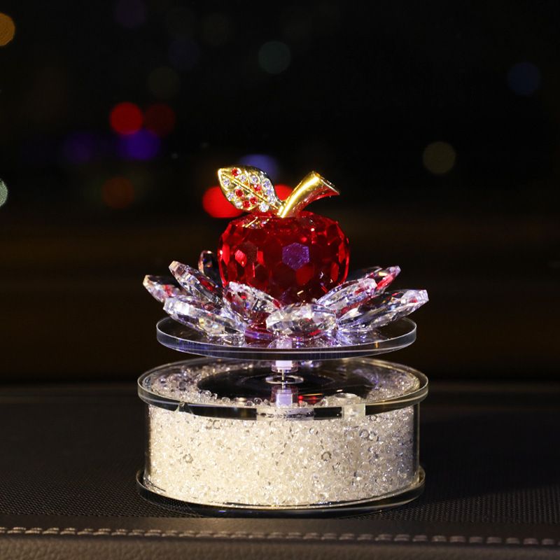 Solar Rotating Crystal Lotus Parfum Sedež Dekoracija Notranjost Avtomobila Ženska Elegantna Sredinska Konzola_voghion.com