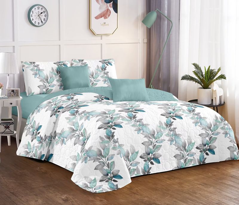 Couverture matelassée trois pièces imprimée respirante lavable en machine pour lit double extra large_voghion.com