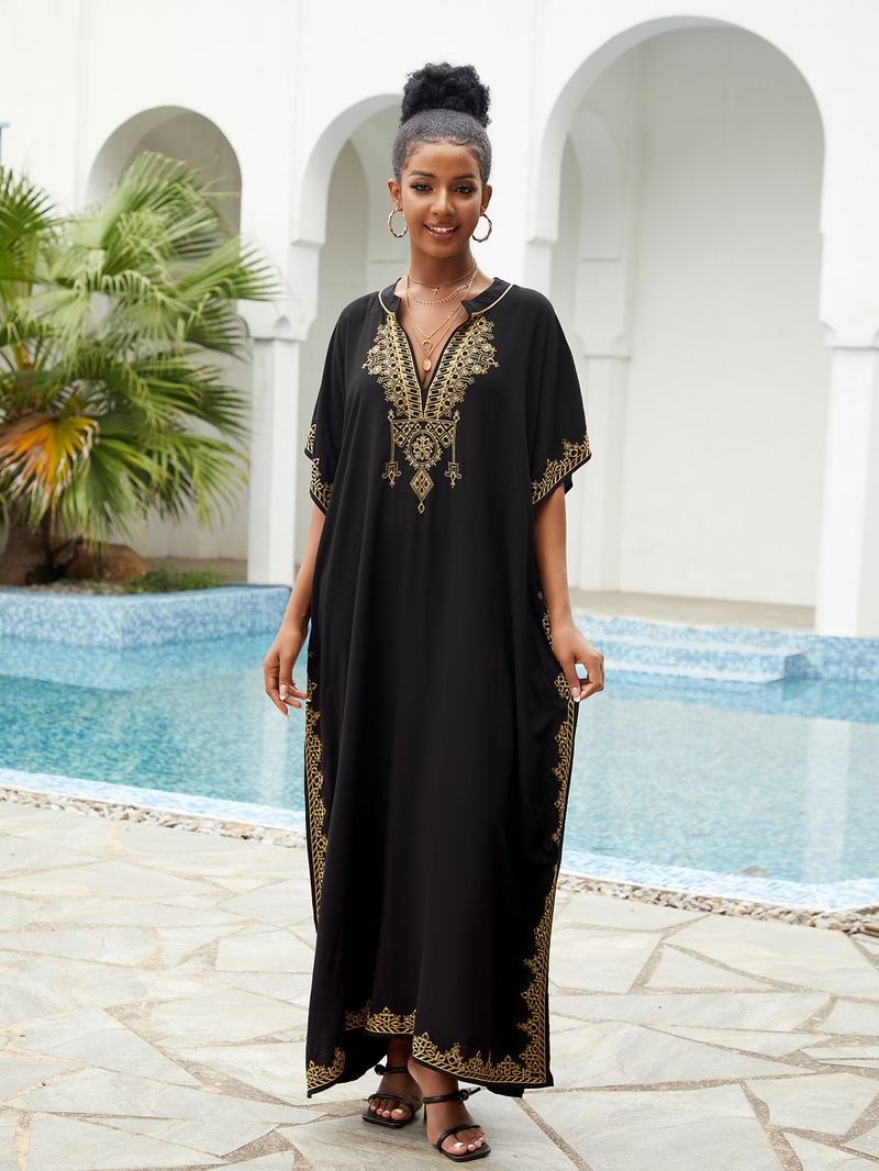 Abito da spiaggia oversize da donna – Tunica leggera in rayon con collo alto, copri bikini, copricostume da bagno_voghion.com