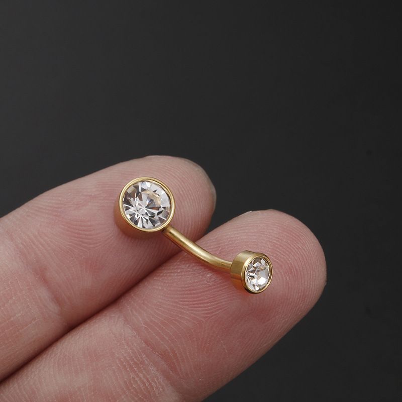 Anello per ombelico in acciaio al titanio con strass, tinta unita, 1 pezzo_voghion.com