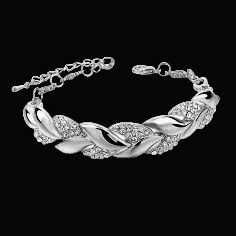 Bracciale Hip Hop da donna con foglia, in oro, intrecciato, con ciondolo in pietra di cristallo brillante, elegante, regolabile, con catena, gioielli per tutti i giorni_voghion.com