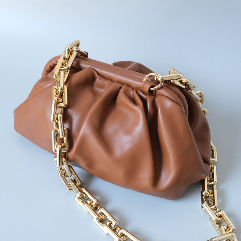 Fashion Internet Celebrity Style Gold Versatile Thick Cloud Handbag Shoulder Underarm Bag Chain Crossbody Strap_voghion.com