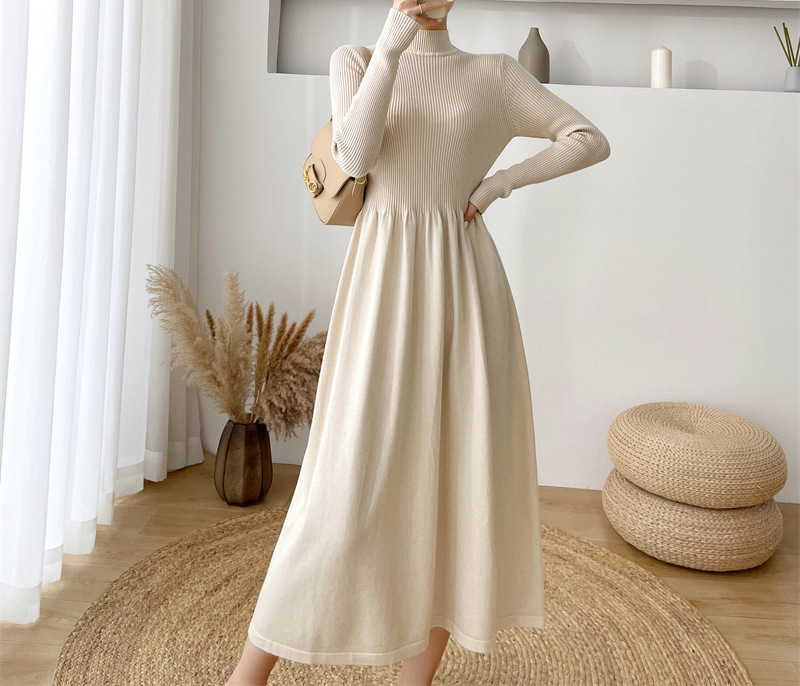 Abito da donna in maglia in puro colore_voghion.com
