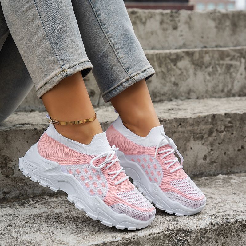 Scarpe da ginnastica versatili alla moda da donna, traspiranti, con suola spessa, comode e alla moda, 2025_voghion.com