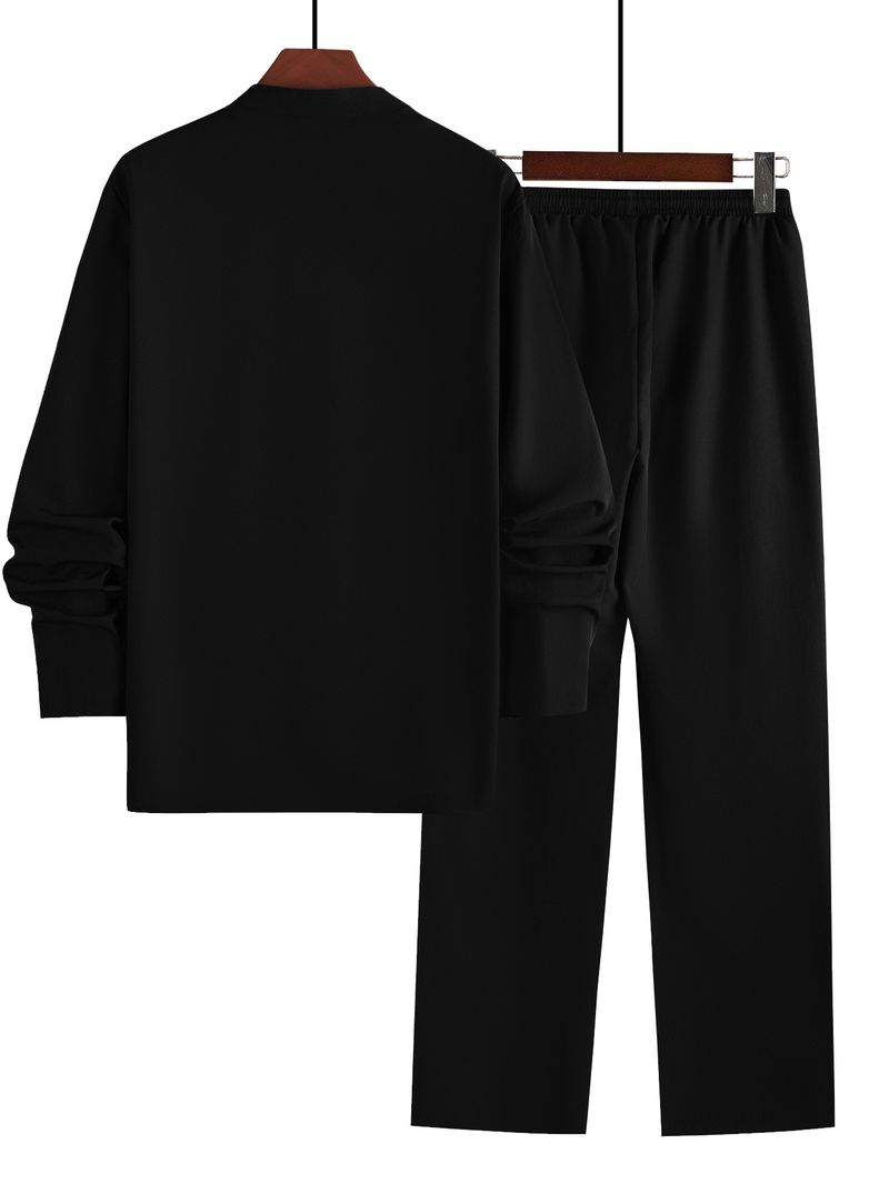 Maglietta da uomo in stile cinese di papà, a maniche lunghe, alla moda, a maniche lunghe, taglia grande, ampia, tinta unita, a maniche lunghe, in stile Tang, da uomo_voghion.com