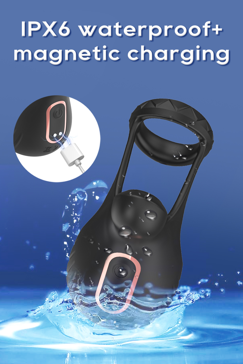 APP Anello vibrante a distanza Giocattoli sessuali per uomini Coppia Ritarda l'eiaculazione Castità Scroto Testicoli Massaggiatore maschile_voghion.com