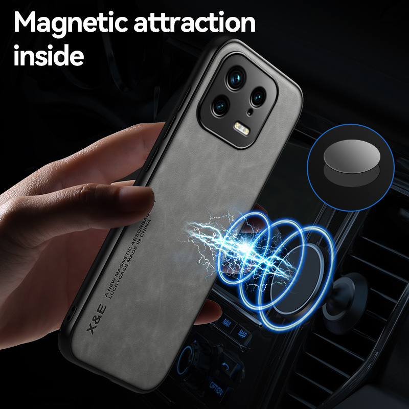 For Xiaomi 13 Case Built in Metal Plate Magnetic Car Holder Phone Case For Xiaomi Mi13 Mi 13 Pro Xiaomi13 5G Leather Back Cover_voghion.com