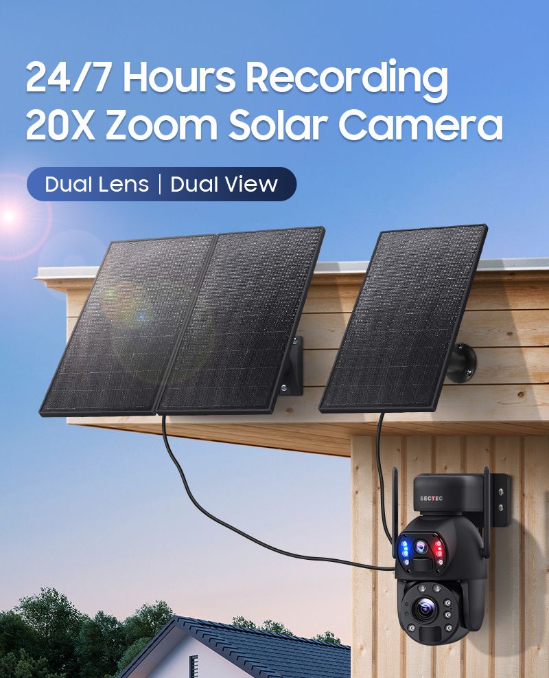 Câmera de vigilância solar 4G com zoom de 20x e câmera solar de 20 W, gravação 24 horas por dia_voghion.com