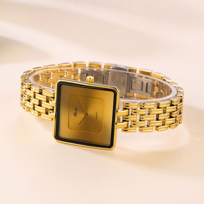 Women's & Men's Luxury Square Watch - Gold Case & Black Dial, Swiss Quartz Movement_voghion.com