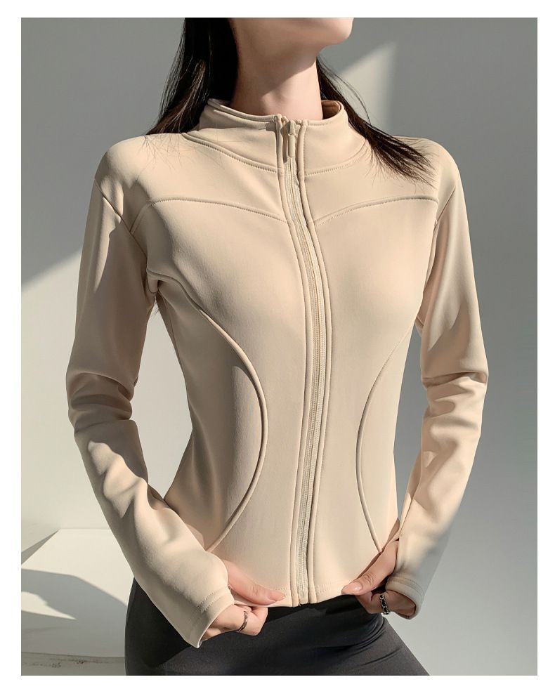 K Women's Yoga Jacket With Zipper And Long Sleeves For Running, Sports, Cycling, And Fitness; Slim-fit And Warm._voghion.com