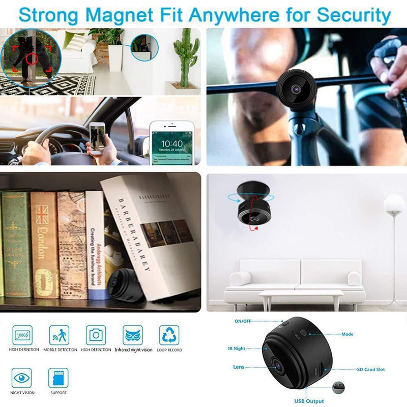 (1/2/4 szt.) 2023 Kamera Mini WiFi Szpieg Full HD 1080P Bezprzewodowa Ukryta Kamera Aktywowana Noktowizor Bezpieczeństwo Niania Kamera Nadzorcza Do Samochodu Dom Biuro_voghion.com