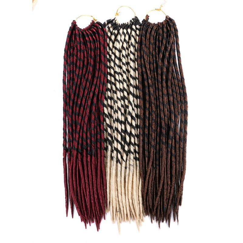 Håndgnidet kemisk fiber, skarp hale, tøndekurve, hæklet hårextensions, beskidte fletninger, parykker_voghion.com