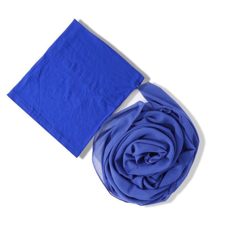 Elegantes Turban-Set aus Chiffon mit Perlen – Mütze mit Kordelzug und passendem Kopftuch (einfarbige Kombination aus Damenkopfbedeckung)_voghion.com