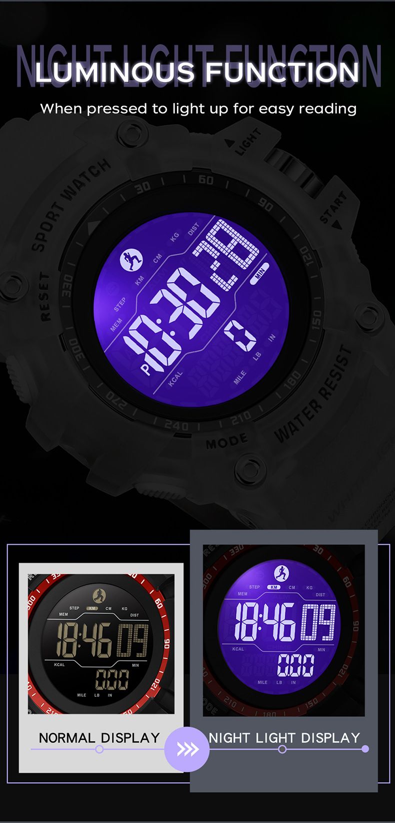 Light Luxury Multifunctional Digital Sports Watch With Step Counter, Calorie Tracker, Waterproof Design For Outdoor Activities Student Watch_voghion.com