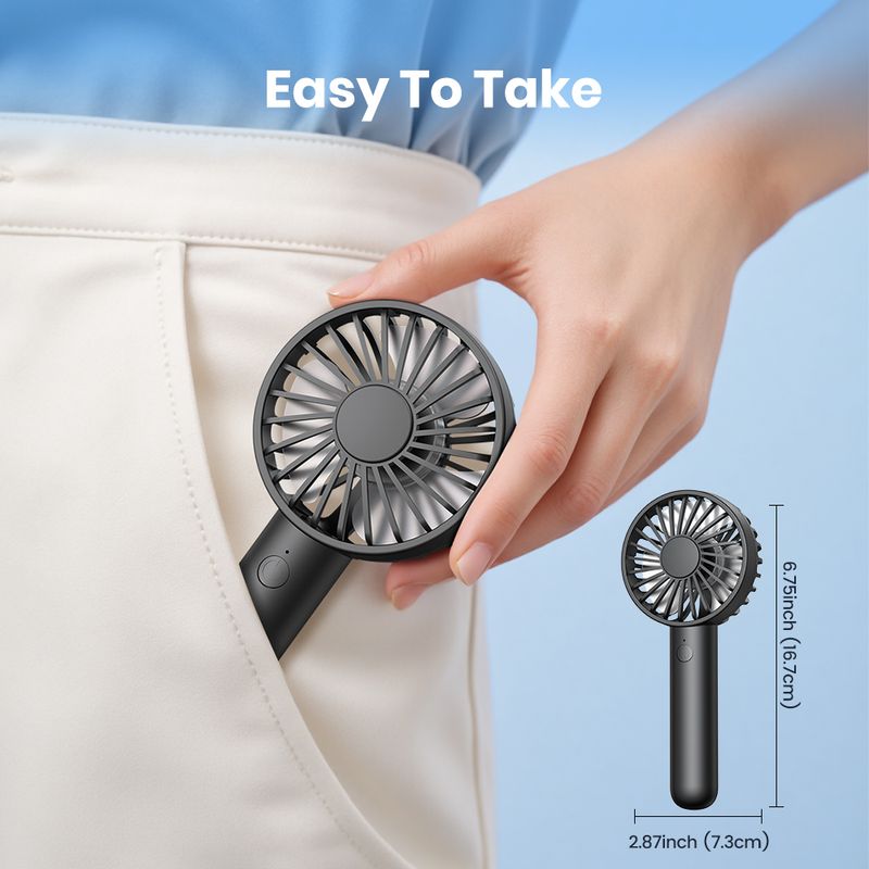 1200 mAh USB wiederaufladbarer Mini-Handventilator, tragbarer Taschenformat, kleiner Make-up-Wimpernkühler für Mädchen im Freien_voghion.com