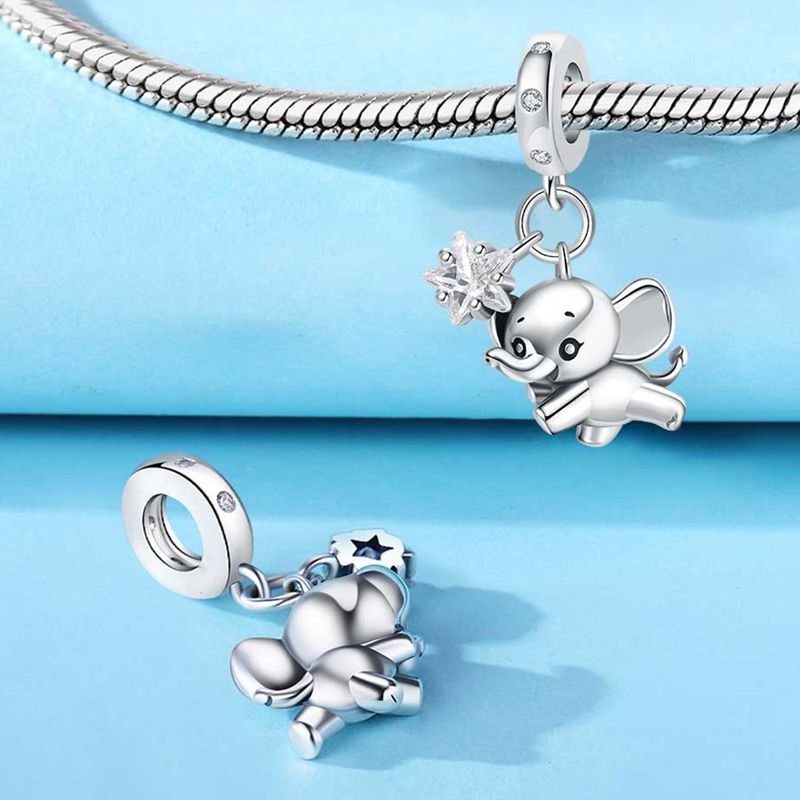 Gioielli da donna con ciondolo a forma di elefante, coniglio, leopardo, leone, perline, gioielli con bracciale, pezzi in rame bianco placcato argento_voghion.com