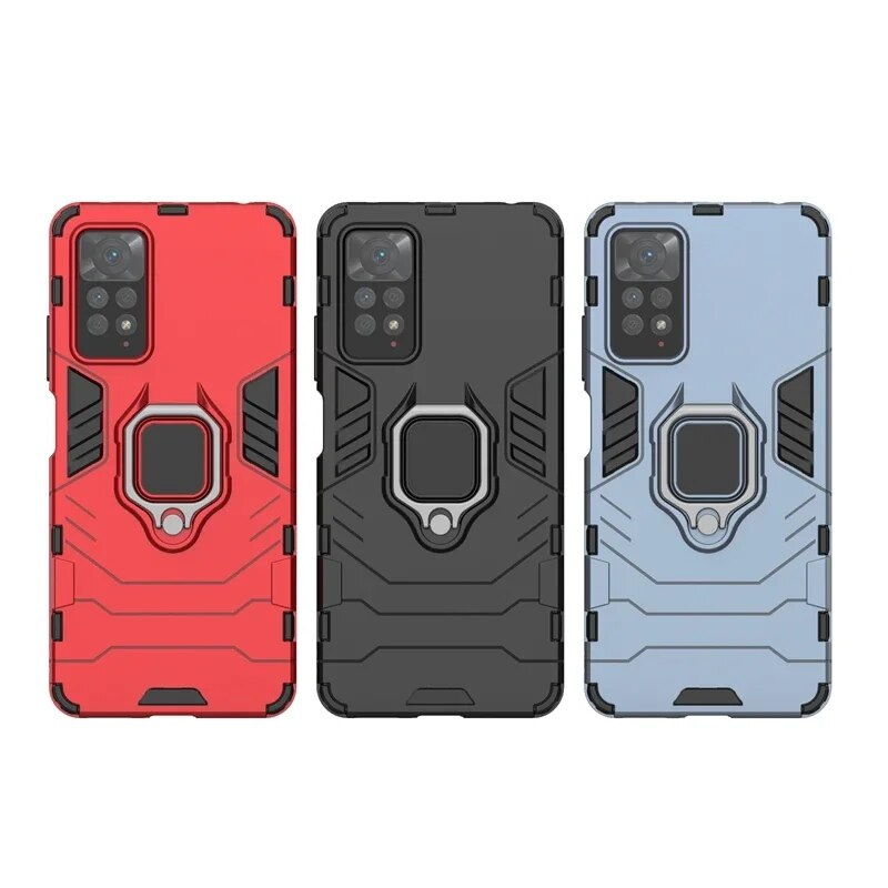 Shockproof Armor Metal Ring 11S Note11 4G Car Magnetic Holder Stand Cover For Redmi Note 11 Pro Case_voghion.com