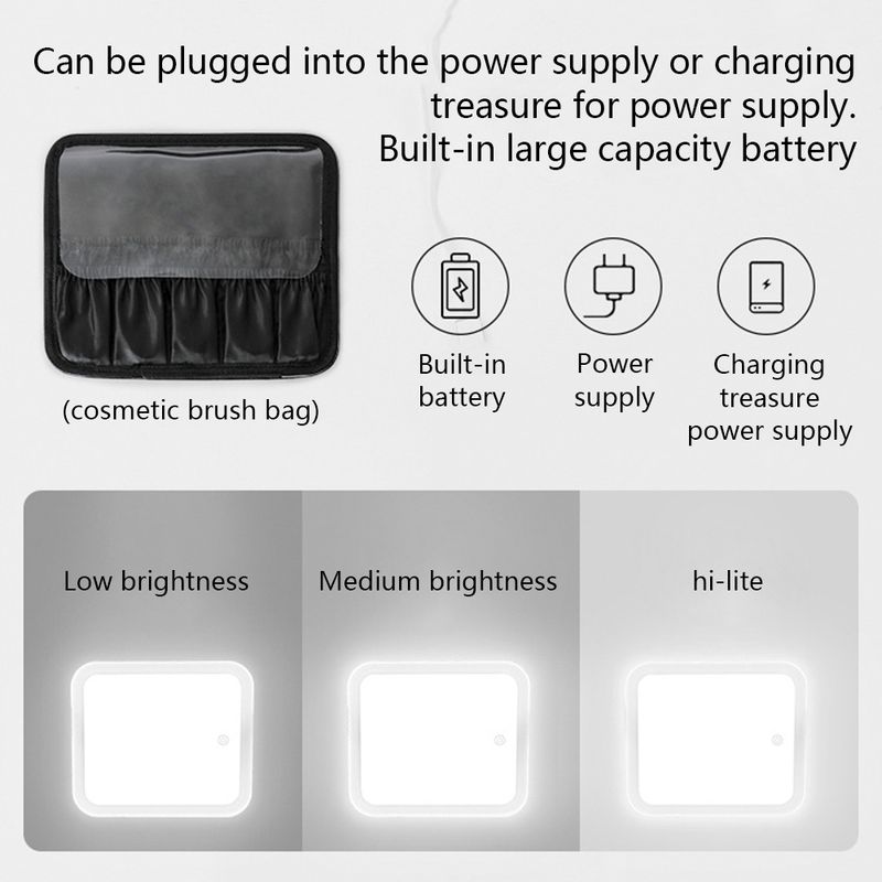 Estojo de maquiagem inteligente com LED - organizador de viagem com espelho_voghion.com