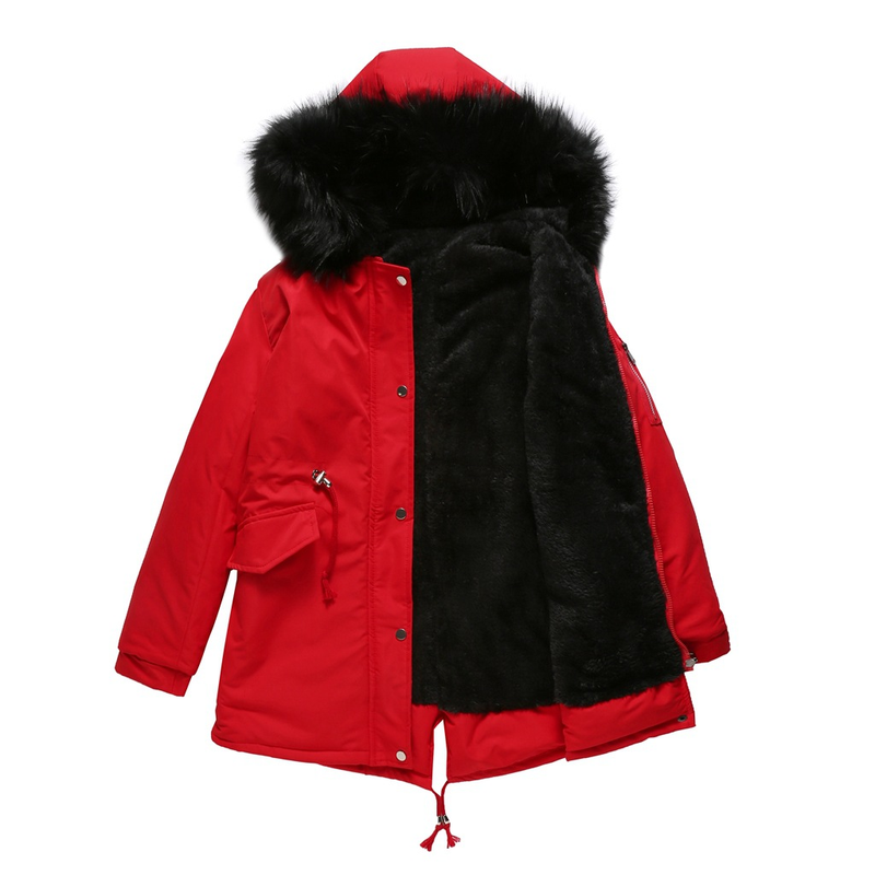 Women's parka cotton coat long hooded winter warm plus velvet coat plus cotton clothing_voghion.com