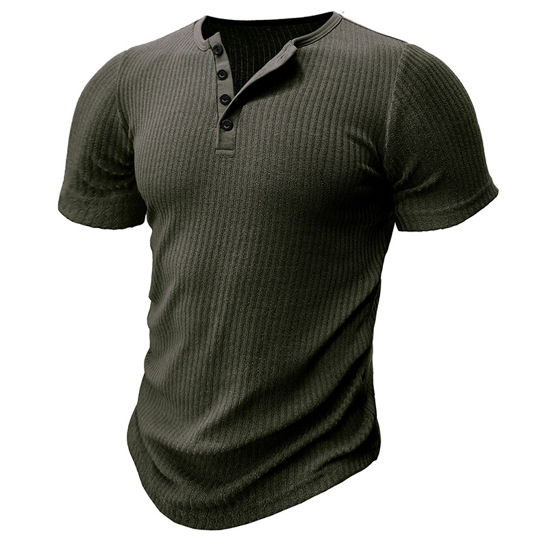 T-shirt à manches courtes pour hommes, sport, amincissant, muscle, fitness, fil élastique, ajusté, couleur unie, American Henry_voghion.com