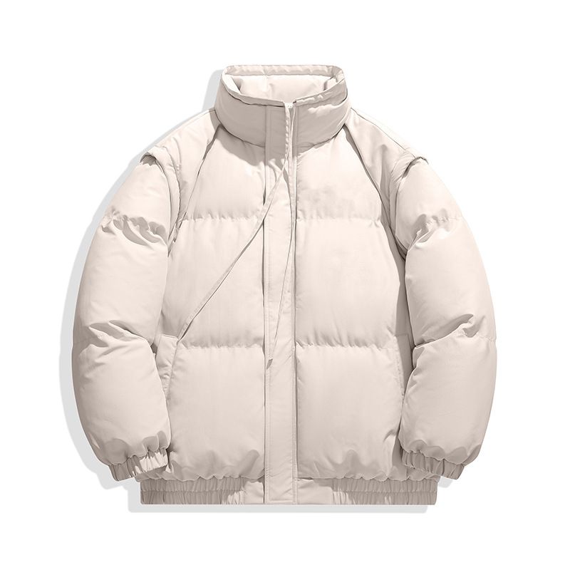 Sleeves Removable Stand-up Collar Cotton-padded Clothes Men's Loose Down Cotton-padded Clothes Stand-up Collar Warm Bread Clothes_voghion.com