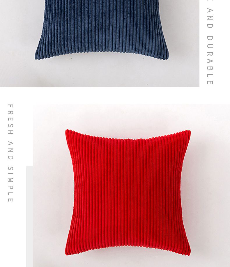 Hemore fluwelen corduroy kussenslopen met pluizige PP katoenen vulling - effen gekleurde sierkussens voor bank, bed en kinderkamer (45x45cm / 50x50cm)_voghion.com