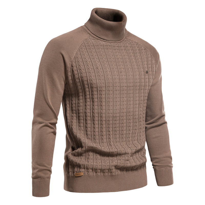 Man's clothing Men's turtleneck sweater Solid color men's sweater business casual sweater for men_voghion.com