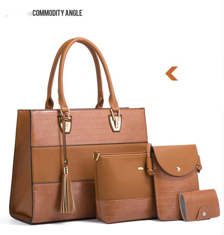 Borsa a tracolla Nuova borsa a tracolla alla moda e alla moda Borsa da donna a quattro pezzi con motivo a coccodrillo retrò_voghion.com
