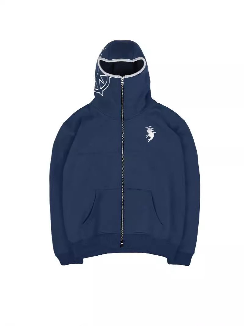 Übergroßer bestickter Kapuzenpullover mit Reißverschluss – Streetwear-Longline-Mantel mit geometrischem Design, Unisex-Fleecefutter (S-2XL, Polyester, wintertauglich)_voghion.com