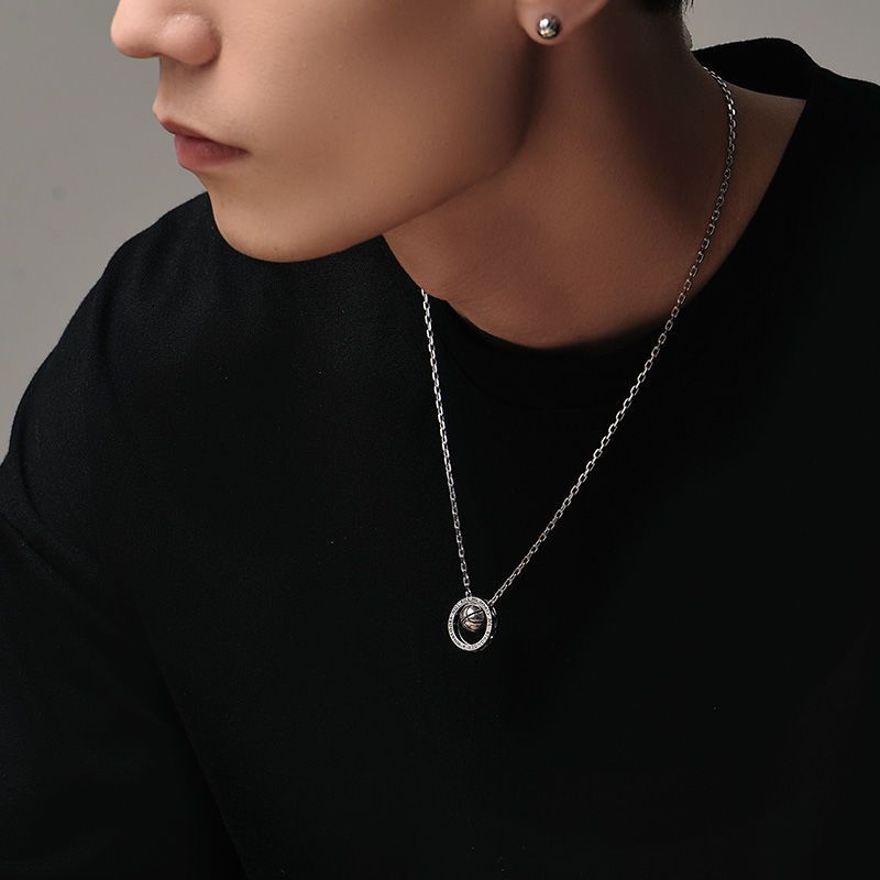 ACJA Pure Silver Basketball Necklace For Men Trendy Brand Pendant Design High-end Niche Accessories Qixi Festival Gift_voghion.com
