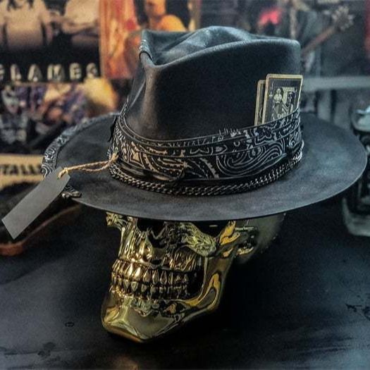 Halloween "Sad Reaper" handmade skull hat plush cowboy hat Halloween_voghion.com