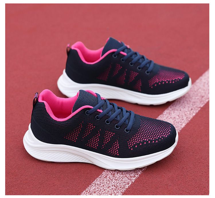 Comfortable all black 2024 spring/summer mesh breathable sports women's soft sole running casual work shoes_voghion.com