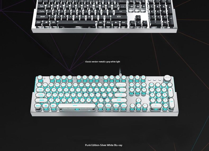 X60 Steam Transparent Punk Retro Nical Key Mouse Suit Gaming Male Titanium Alloy Keyboard With Knob_voghion.com