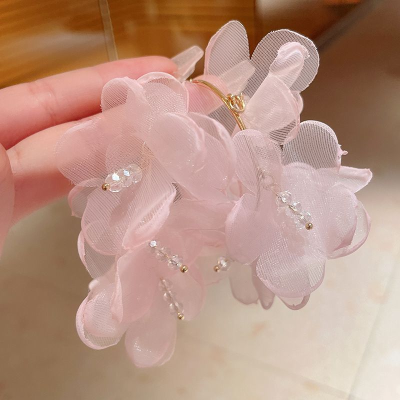 Orecchino con fiore d'ago d'argento, fata coreana, centro commerciale coreano, stile vacanza, temperamento dolce di nicchia_voghion.com