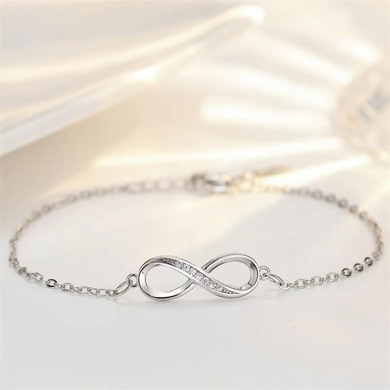 New Möbius Strip Diamond-Studded Infinite Figure-8 Shape Round Ring Push-Pull Bracelet Simple Fashion Jewelry_voghion.com