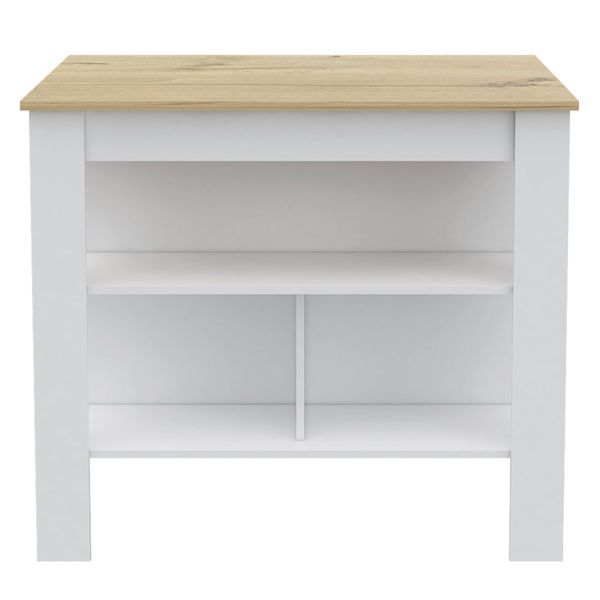 Burlingame 5-Shelf 4-Door 2-piece Kitchen Set, Kitchen Island And Upper Wall Cabinet White And Light Oak_voghion.com