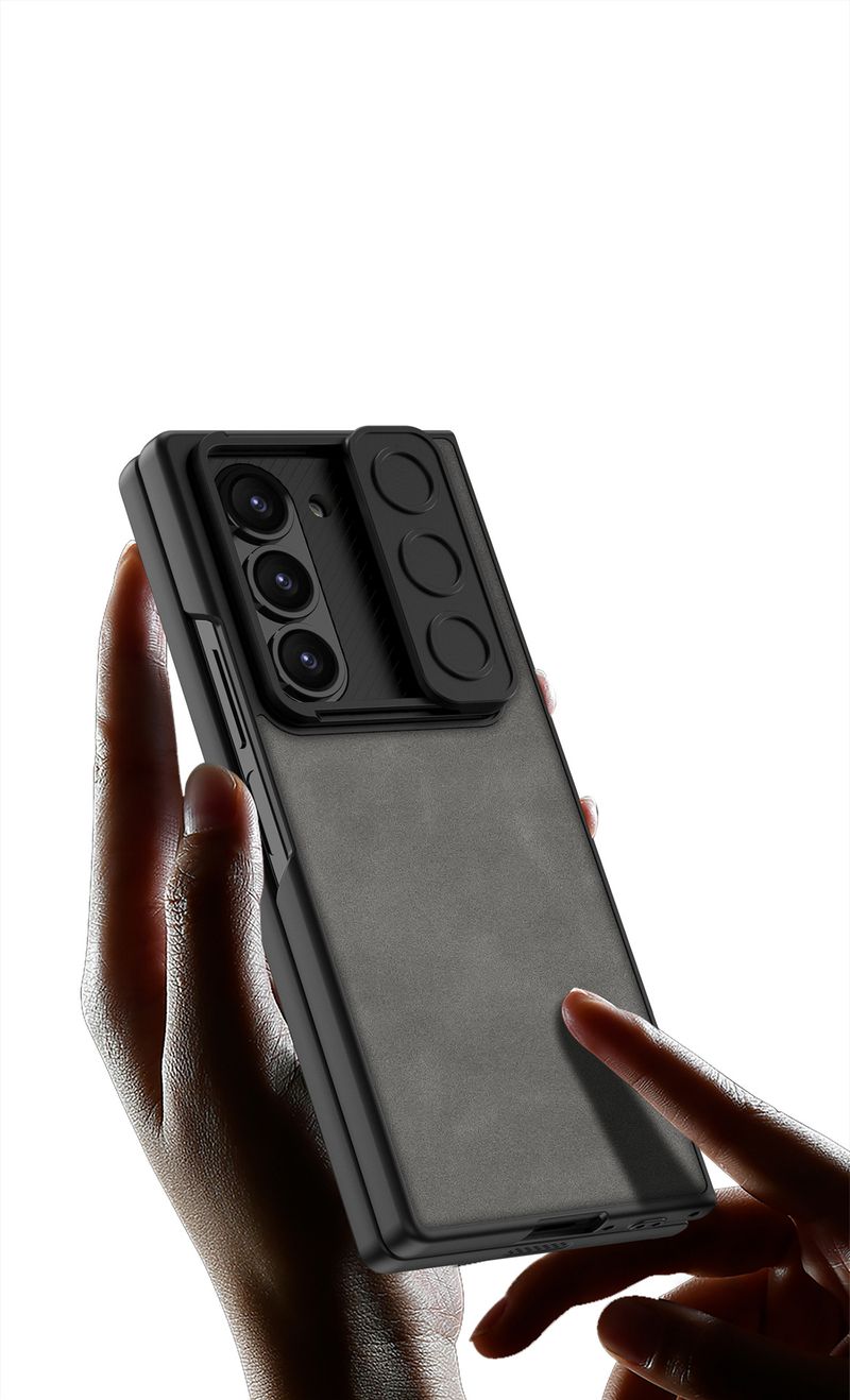 Applicable to Samsung Galaxy ZFold6 folding mobile phone case, push window case, film matte plain leather case, anti-drop mobile phone case._voghion.com