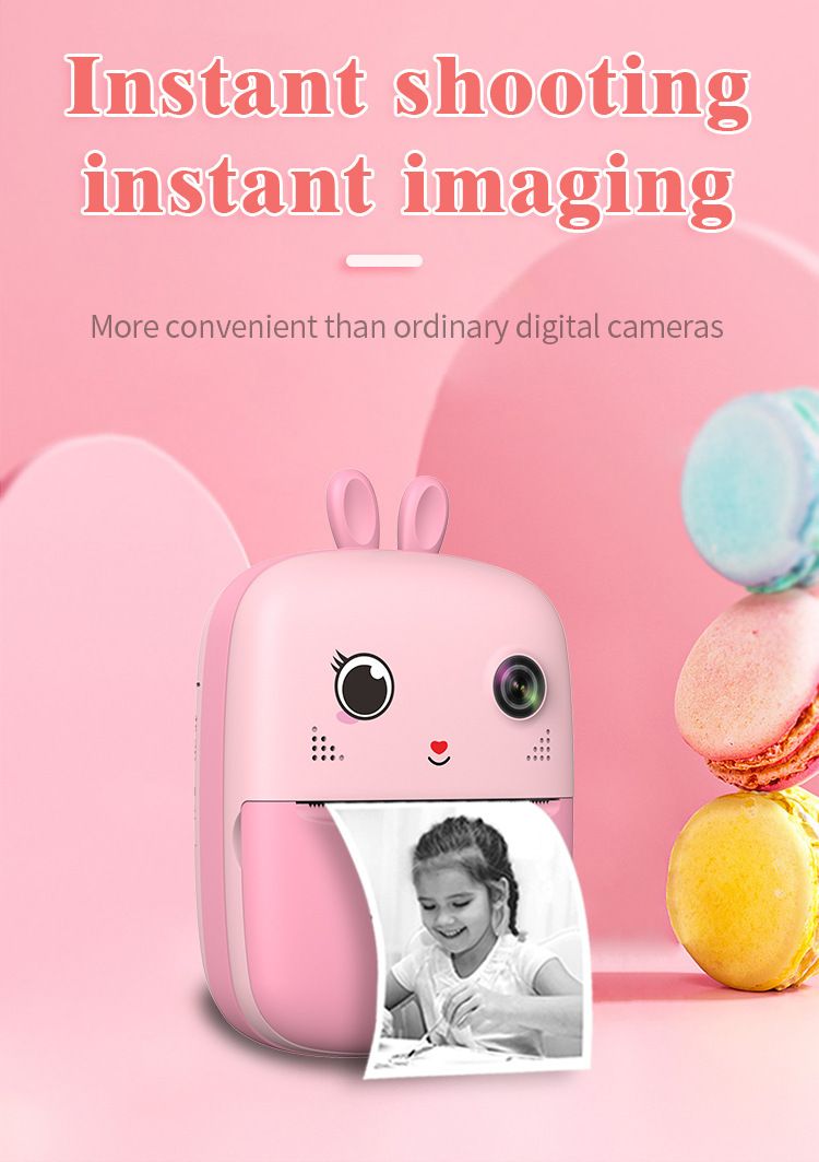 【Yüksek Kalite】 Yeni Çocuk Baskısı 2,4 İnç HD Ekran Taşınabilir Polaroid Anlık Fotoğraf Makinesi_voghion.com