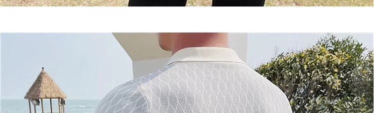 Herrkläder Sommar tunn stil slimmad high end stickad cool kavaj stilig T-shirt kontrastfärg is siden pikétröja kortärmad herr_voghion.com