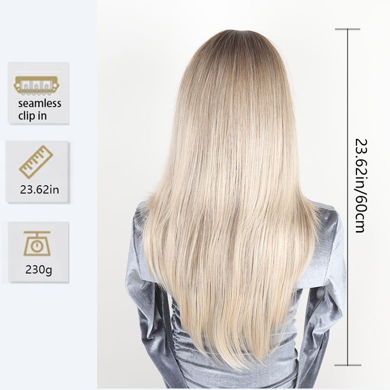 Vroče prodajana Evropa in Amerika Priljubljena rjava gradientna dolga ravna kemična vlakna barvana lasulja iz visokotemperaturne svilene lasulje za ženske_voghion.com