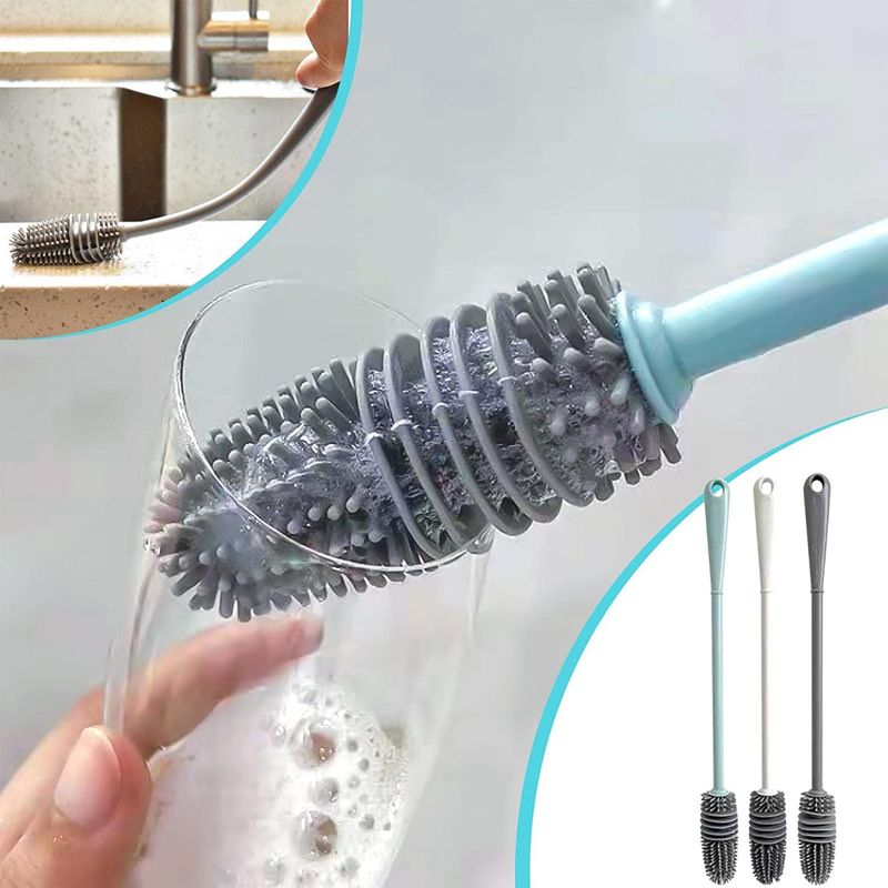 Siliconen bekerborstel Melkflesreinigingsborstel Lange steel Waterflessenreiniger Wijnglas Flessen Glazen bekerreinigingsborstel_voghion.com