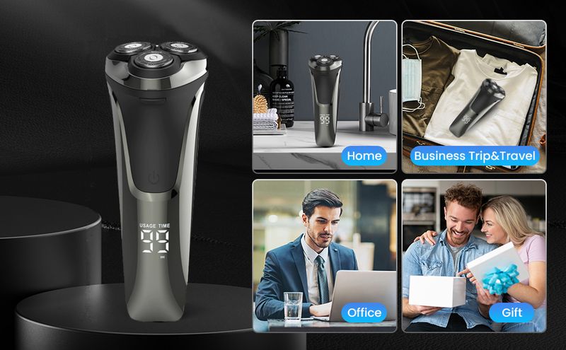 Rasoir rotatif à tête flottante 4D - Rasoir rechargeable humide/sec_voghion.com
