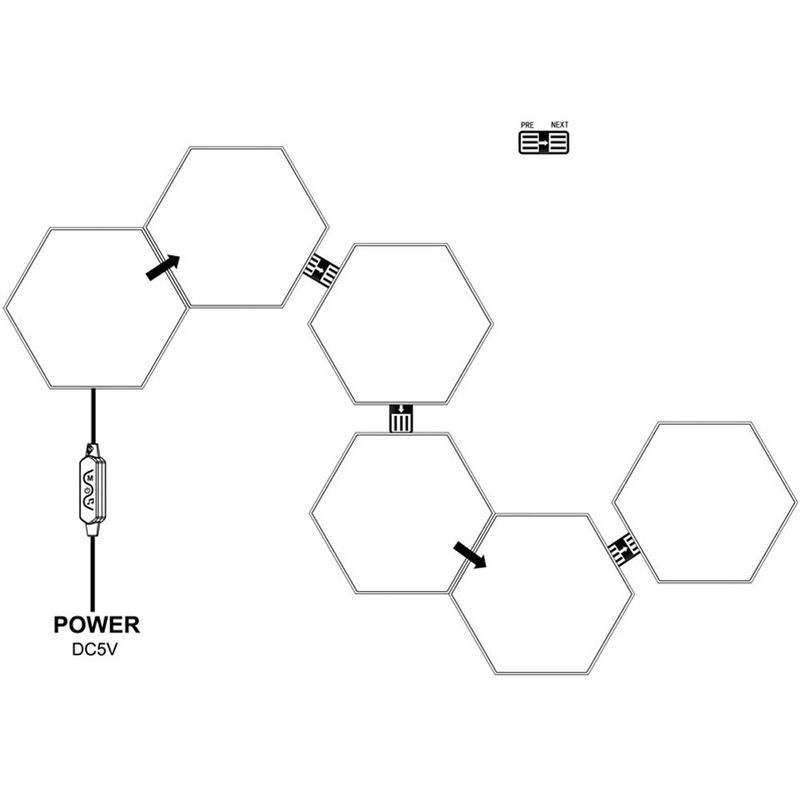 WIFI RGB Quantum Hexagon Night Light 5V USB DIY Game LED Wall Lamp For Home Decoration Atmosphere Lamps_voghion.com