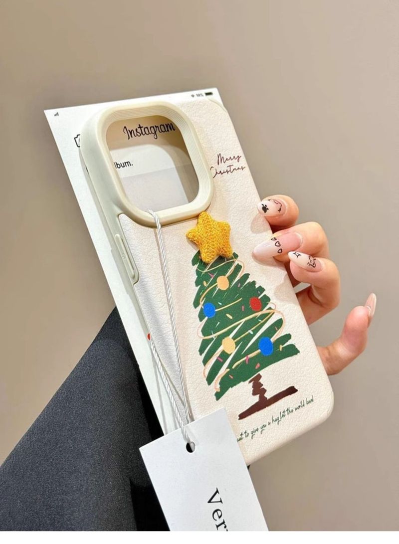 50704555550<=3 Ins 3D Star Polka Dot Christmas Tree Case For 16 15 Pro Max/14/13/12_voghion.com