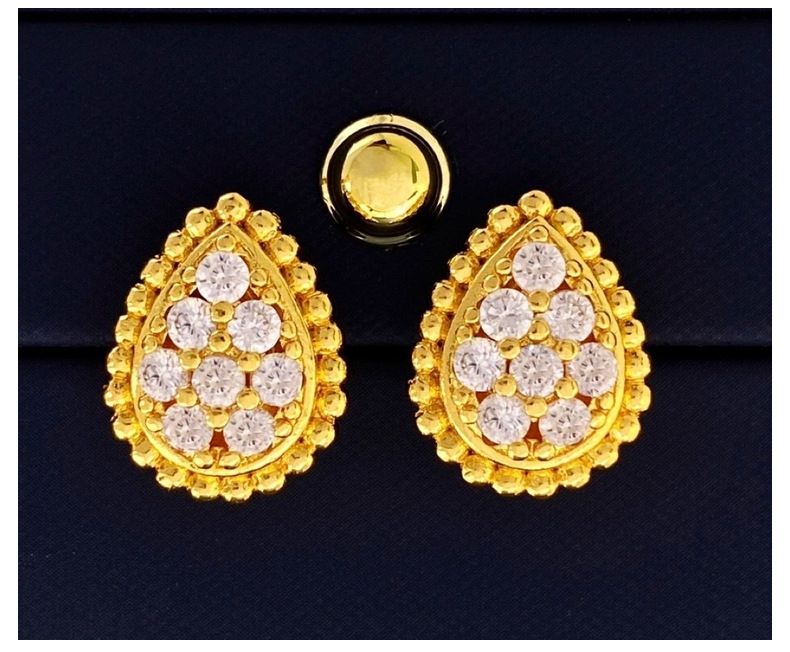 Damenschmuck Perlenrand Volldiamant Wassertropfen Einzelne Blume Ohrringe Importiertes Messing Eingelegter Zirkon Französisch Retro Einfaches Design Ohrringe_voghion.com