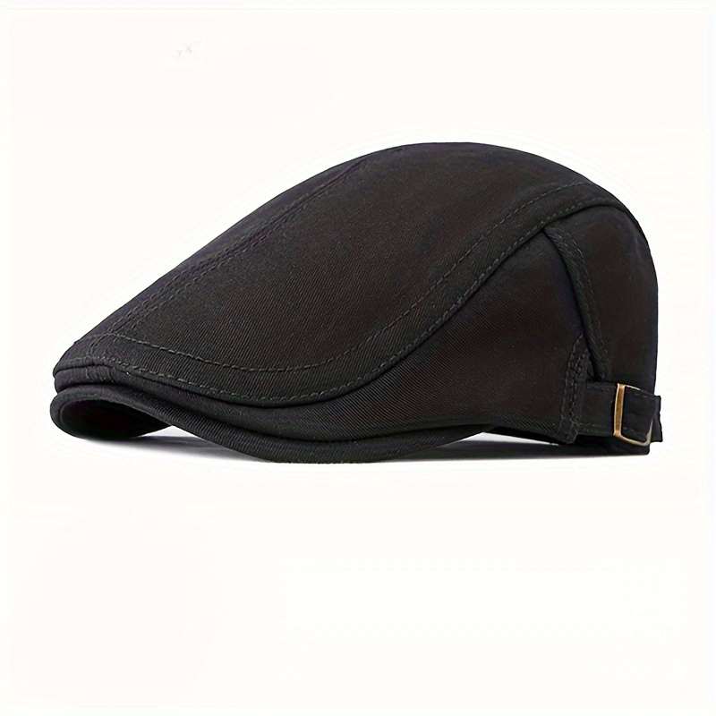 Berretto in cotone da uomo in stile retrò britannico da 1 pezzo - Cappello con lingua d'anatra in tinta unita per l'autunno e l'inverno_voghion.com