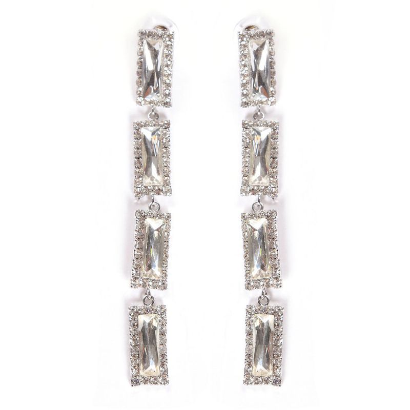 Übertriebenes Temperament mit besetzten geometrischen quadratischen Bohemian Fashion Volldiamant-Ohrringe für Frauen_voghion.com